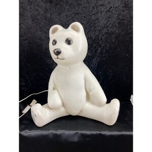Vintage Christmas Polar Bear Blow Mold Light Up Sitting Winter Decor White